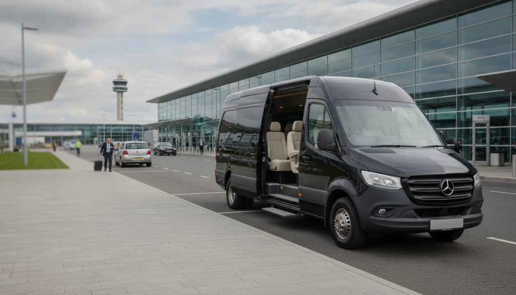 Seamless Hotel Transfers: From Manchester Airport to Your Accommodation — executive minibus meeting a group at Manchester Airport