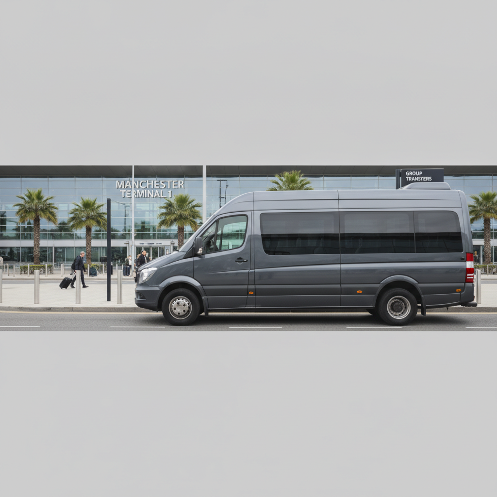 Meet & Greet at Manchester — executive minibus meeting a group at Manchester Airport