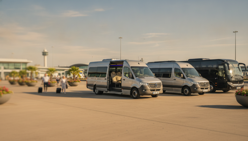 Summer Holiday Travel: Your Minibus Solution for Manchester Airport — executive minibus meeting a group at Manchester Airport